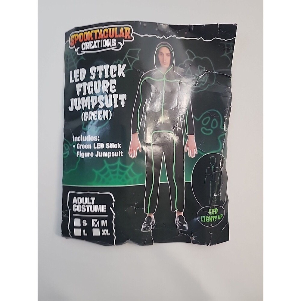 Spooktacular Creations LED stick Figure Jumpsuit Green Size M Adult